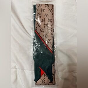 Beige and Dark Green Logo Scarf